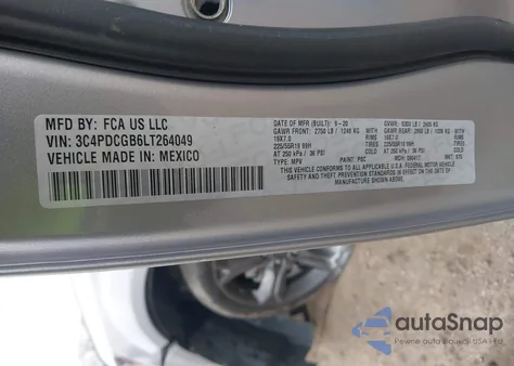 2020 Dodge Journey Crossroad from USA, damaged, VIN 3C4PDCGB6LT264049